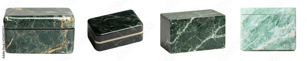 Poster featuring intricate natural patterns and a golden clasp, the green marble jewelry box is perfect for