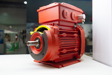 New red electric motor on the exhibition stand