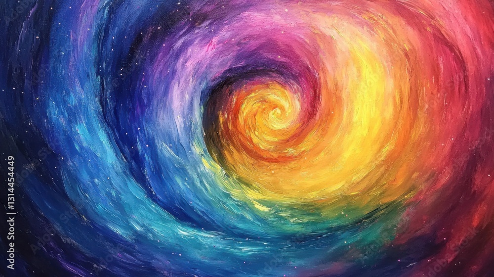 Poster the infinite spiral of creation: exploring the dynamic interplay of color and light in a cosmic whir