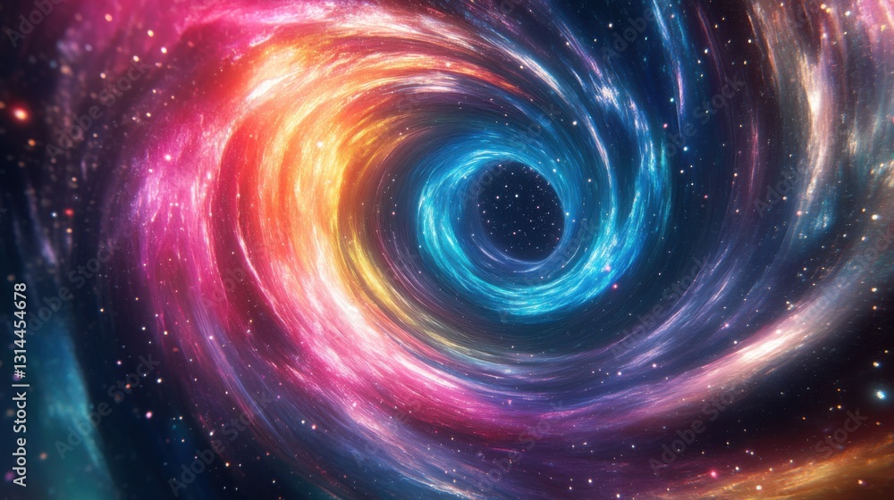 Poster the infinite spiral of creation: exploring the dynamic interplay of color and light in a cosmic whir