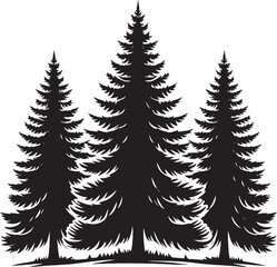 Fototapeta premium Pine Trees Forest Landscape silhouette vector illustration isolated on a white background