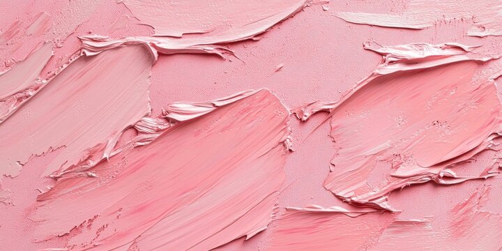 Closeup of abstract rough colorful pink coral colors art painting texture background wallpaper, with oil or acrylic brushstroke waves, pallet knife paint on