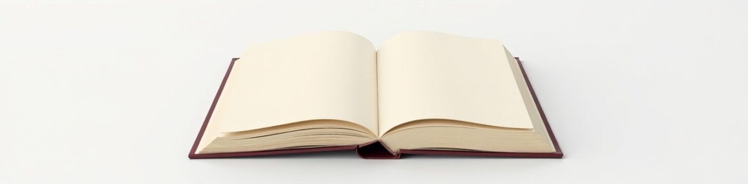 Blank hardcover book with dust jacket on white background, white background, template