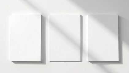 Blank stationary cards on white background with soft shadows, communication, message