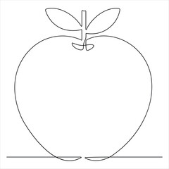 Single continuous line drawing of apple fruit Minimalist style apple fruit line art design vector illustration