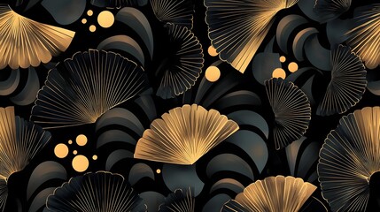 Captivating Art Deco Inspired Black and Gold Abstract Pattern Design
