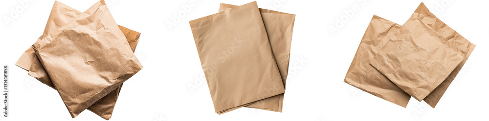 Aufkleber A png image featuring brown paper sheets isolated on a transparent background, suitable for use in crafts, packaging, and creative projects