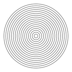 Polar grid pattern of 16 concentric circles. Wheel of life, habits tracker. Coaching blank mockup. Circle diagram divided on sixteen segments. Blank polar graph paper layout. Graphic outline template.