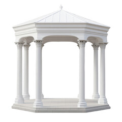 Obraz premium Elegant White Pavilion with Classical Columns and Decorative Roof