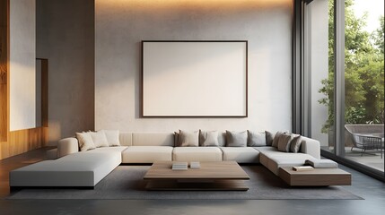 Sleek Minimalist Living Room Mockup Featuring Spacious Layout and Elegant Design Elements