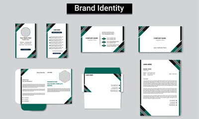 Business Stationery Brand Identity Mockup set with  business card, ID Card, Letterhead, envelope ,file folder. Company corporate style design.