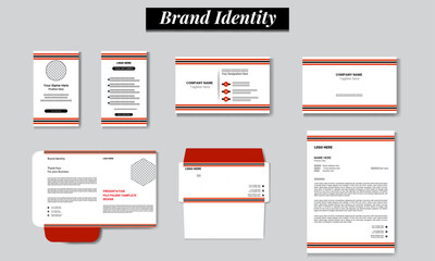 Minimal creative modern simple corporate brand office stationary items mock-up editable template including business card, ID Card, Letterhead, envelope,
file folder Design