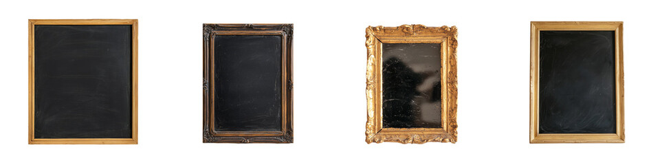 Fototapeta premium The chalkboard, with its large ornate frame and intricate designs, serves as a great tool for home decor and message display, presented on a transparent background in png