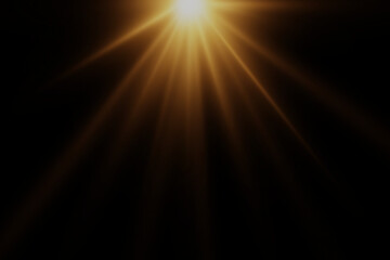 Obraz premium Flash of light. Golden glare and star bursts. Vector illustration.