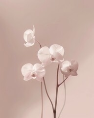 Stylish Orchid Illustration in Soft Pastel Colors &ndash; Minimalist and Elegant Composition for Luxury Branding and Sophisticated Design