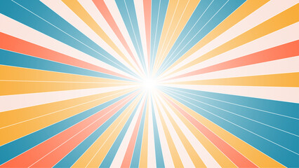 Abstract sunburst Pattern. Warm colorful sunburst background. Radial sunbeam flare background. Exploding star burst texture.