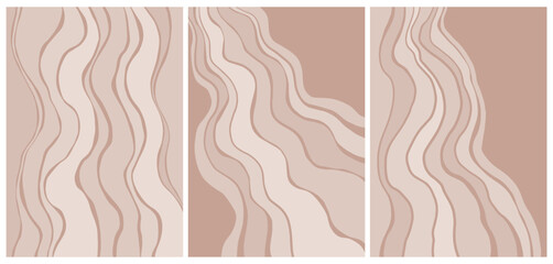 Boho Abstract Line Art Collection, Minimalist Midcentury Modern Aesthetic