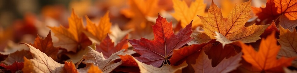 Obraz premium Close-up of textured heap of dry autumn leaves, outdoors, fall