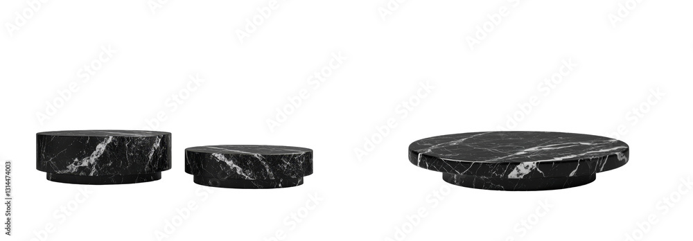 Poster with its smooth, polished surface and sophisticated design, the black marble platform with veins is 