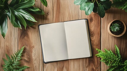 Eco Diary with Indoor Plants | Copy Space for Text