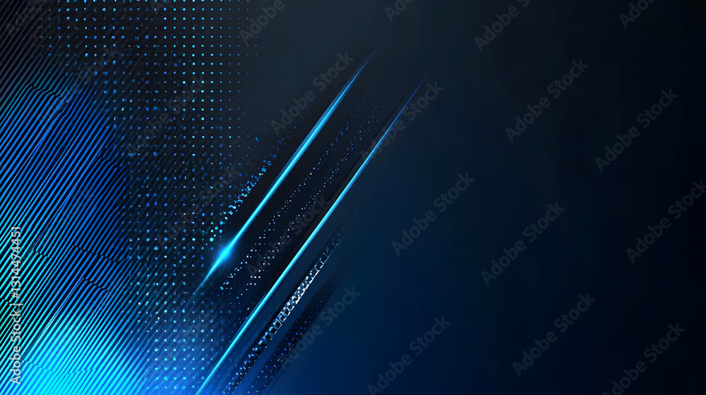 Poster abstract futuristic dark blue background with glowing light lines and digital pixel pattern design f