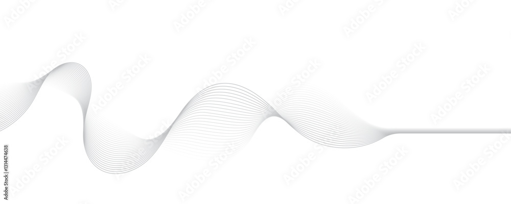 Poster gray wave curve lines abstract background with flowing particles. digital energy waves technology co