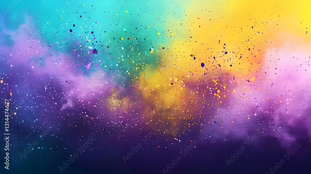 Poster a kaleidoscope of colors explodes across a backdrop with pink yellow and green gradient with colorfu