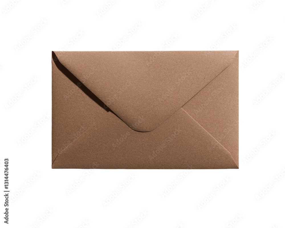 Poster A brown paper envelope laid open to display its empty interior, set against a transparent background in png format, perfect for various uses