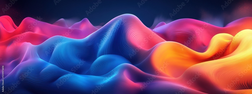Poster Abstract Waves of Colorful Patterns in a Surreal Environment Creating a Digital Dreamscape