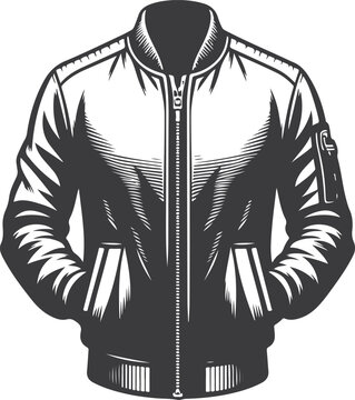 recommend clip art: Bomber jacket Men's casual clothing technical sketch template.