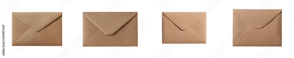 Poster An open brown envelope featuring a folded flap is on display, highlighting its simple yet functional design, which is well-suited for secure mailing purposes and document storage, all isolated on a