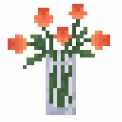 bouquet of flowers in a vase. in pixel art