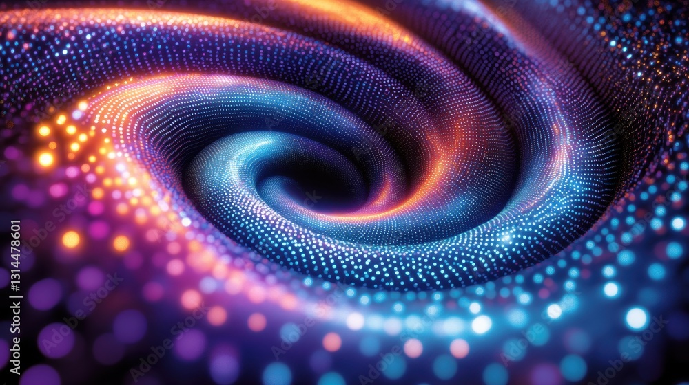 Poster a mesmerizing swirl of colorful lights and digital patterns creating a hypnotic effect