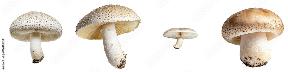 Poster a brown mushroom with a smooth cap and firm stem is showcased on a transparent background in png, pe