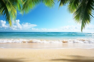Tropical Beach Ocean View Palm Trees