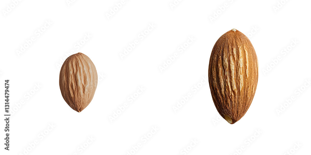 Poster a close-up of a solitary almond nut emphasizes its textured surface and natural brown color, present