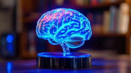 Glowing Brain Trophy for Mental Health