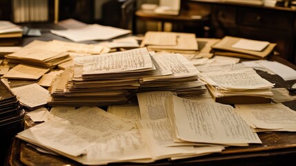 Vintage Documents Covering Tabletop