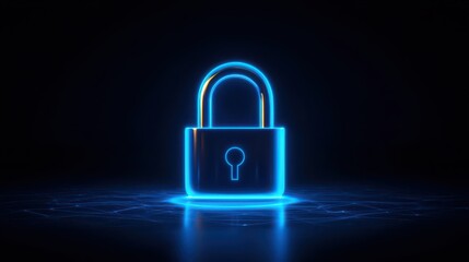 Glowing digital padlock symbolizing cybersecurity and protection