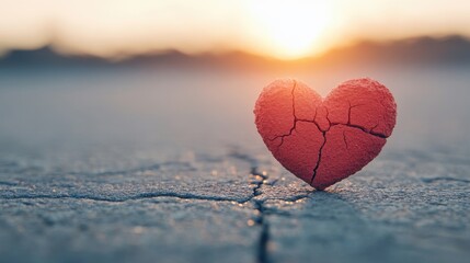 Fototapeta premium Regret over a past love, a heart too fragile to endure, mutual emotional pain. A broken heart.