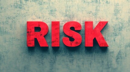 The word "RISK" in red, symbolizing investment risk or stock market volatility. Emphasizing the importance of risk management in investing and business.