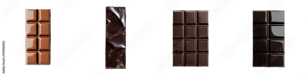 Poster a 3d illustration of a chocolate bar is provided, featuring fewer square pieces and a glossy, realis
