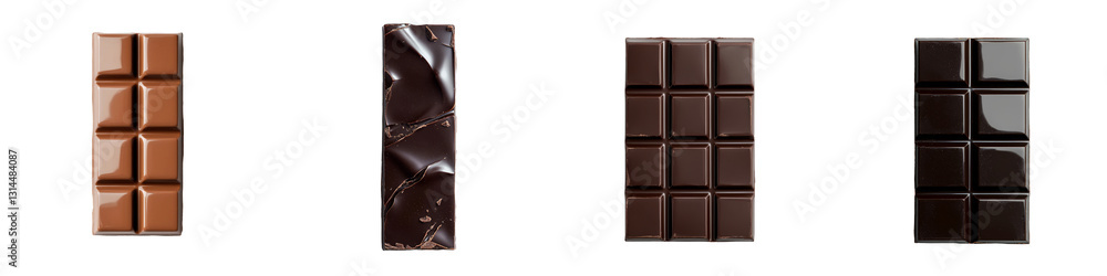 Poster a 3d illustration of a smaller chocolate bar, complete with a glossy finish and segmented into squar