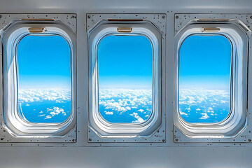 Airplane windows view of clouds