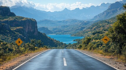 Fototapeta premium Scenic Mountain Road Trip: Journey Through Majestic Landscapes