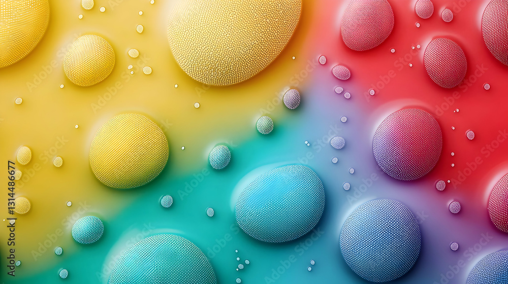 Poster rainbow colored droplets abstract background with textured glittering detailed pattern in vibrant su