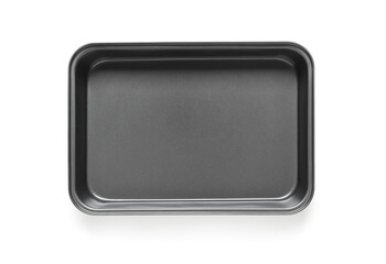 Baking tray for oven on white background. Top view