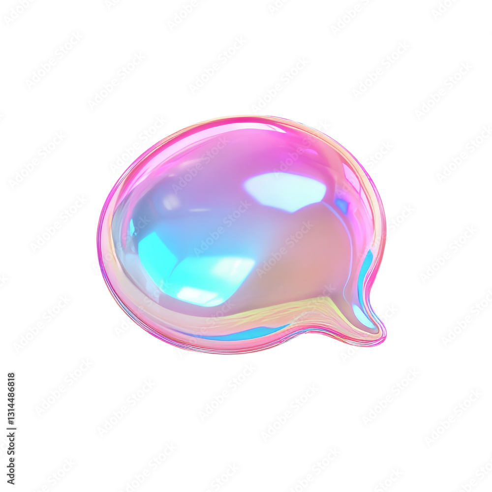 Poster the icon is a 3d glossy gradient speech bubble with vibrant blue and pink tones, perfect for incorpo