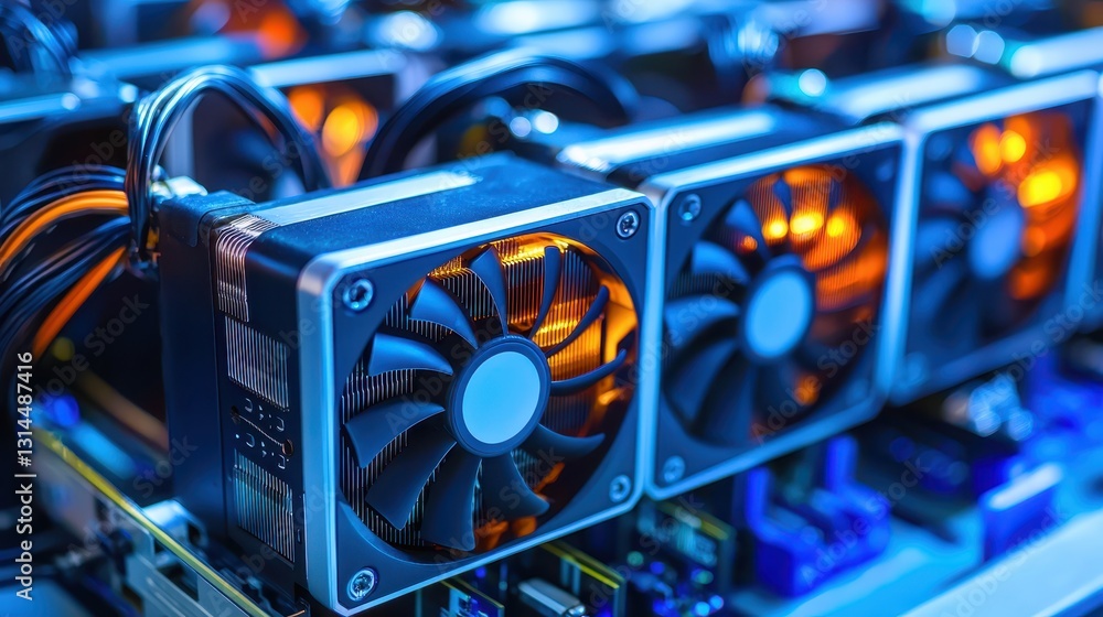 Poster high-performance computer cooling fans in a technology setup