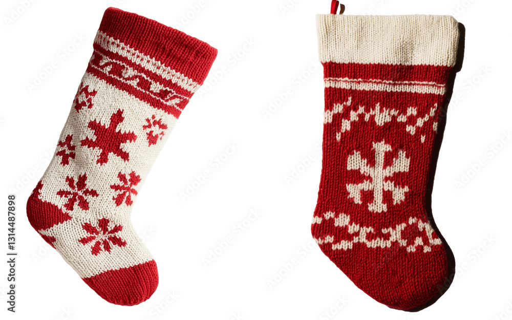 Poster a traditional christmas stocking with a fair isle pattern in red and white is a perfect addition to 